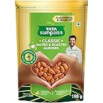 Tata Sampann Classic Salted & Roasted Almonds/Badam, Flavourful & Crunchy Snack, Handpicked, Salted & Slow Roasted Almonds, Rich in Protein, Magnesium, and Phosphorus, No Artificial Colours, Preservatives & Flavours, 190g