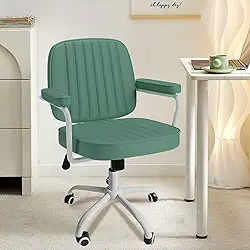 Cadeira de Descanso Ajustável com Apoio de Braços, Assento Confortável, Base Giratória com Rodas FU, Disponível em 6 Cores (Verde)