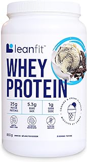 LEANFIT WHEY PROTEIN Cookies & Cream - 100% Whey Protein Powder, 25g Protein Per Serving - Grass-Fed, Gluten-Free, BCAAs, Amino Acid - 26 Servings, 851g Tub