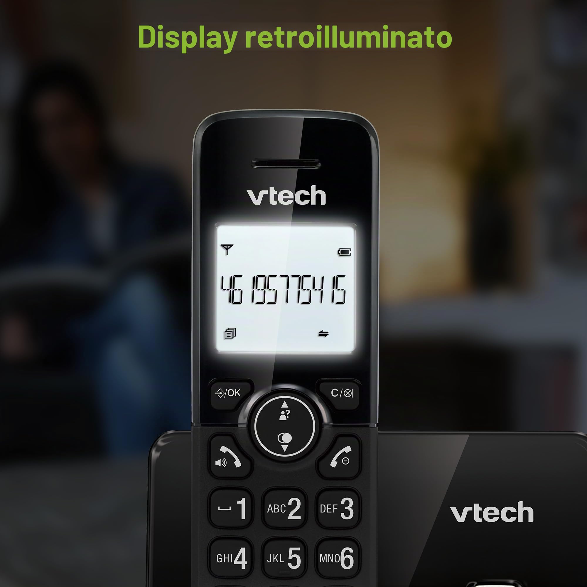VTech CS2001 - Telefono cordless casa Duo, telefono fisso senza fili DECT facile da usare, ascolto extra forte, blocco chiamate in vivavoce, identificatore di chiamate, display retroilluminato, nero