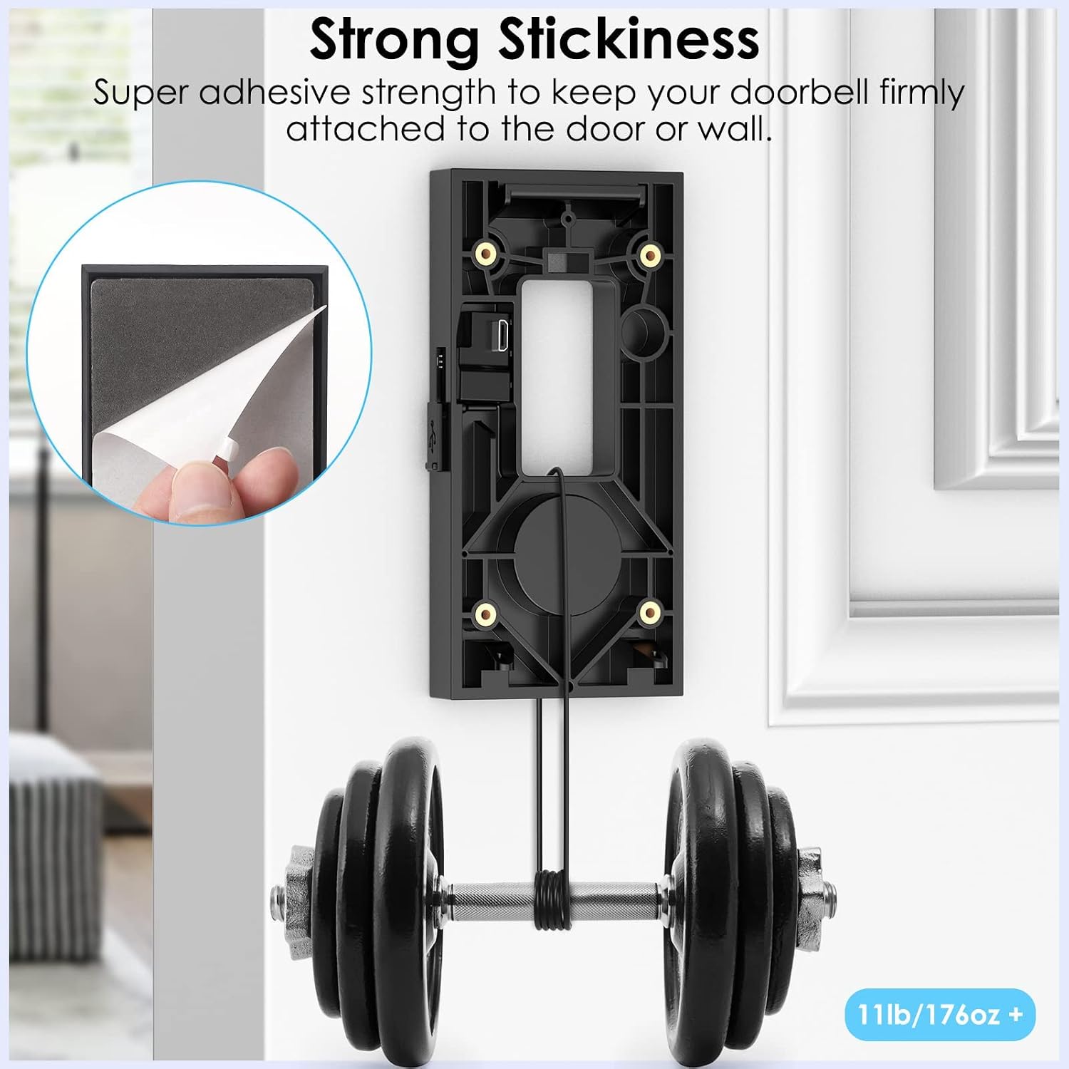 LOCKA No-Drill Easy Charging Mount for Video Doorbell (2020 Release), With Charging Port Mounting Bracket Doorbell Holder Accessories Kits for Houses Apartments Office Door