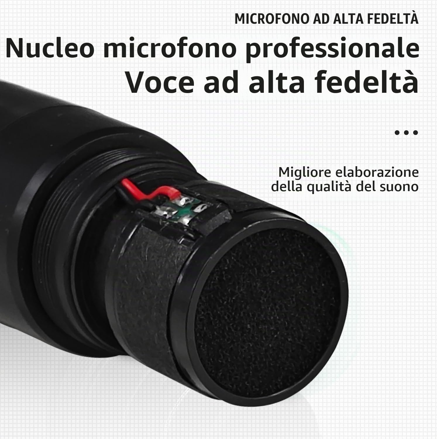 BOMGE Sistema di microfono senza fili, set di microfono wireless Pro a 4 canali con quattro microfoni a mano, frequenza fissa, lungo raggio di 200 piedi, ideale per chiesa, karaoke, eventi
