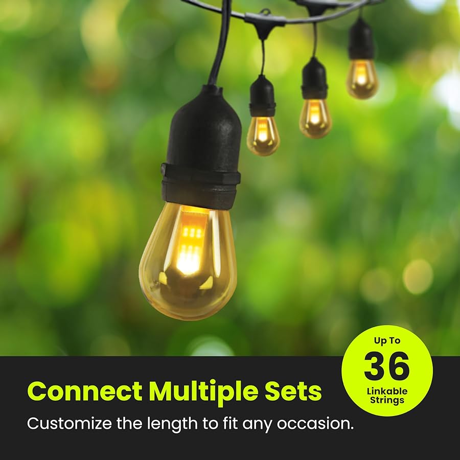 Feit Electric LED String Lights with Flame Bulbs Effect, 12ft Commercial Grade and Shatter Resistant String Lights, 6 Sockets, Linkable, 15,000-Hour Lifetime, SL12-6/FLAME, 7 Bulbs Included - image 7