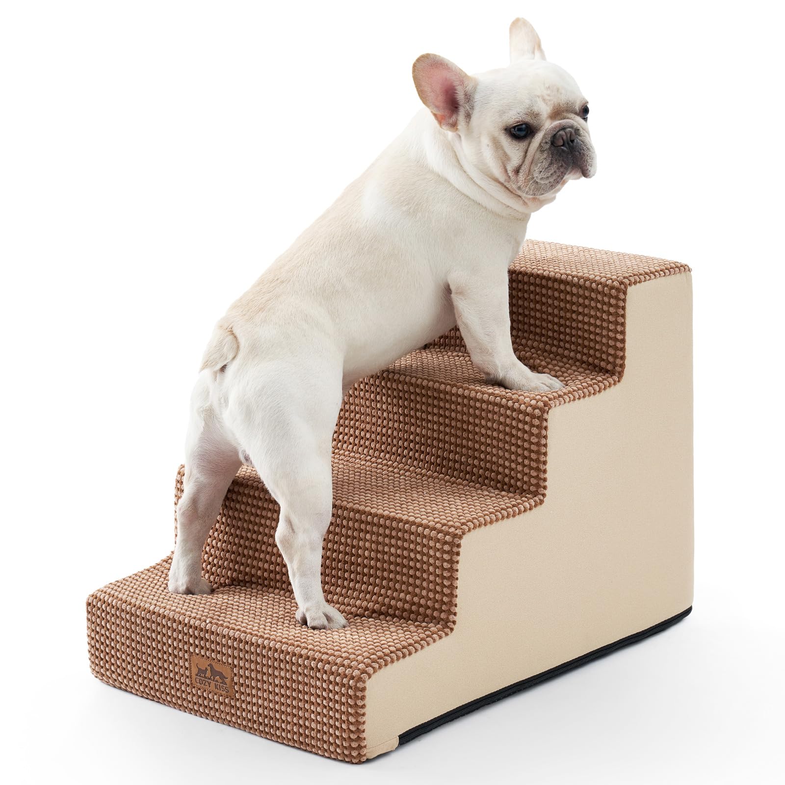 COZY KISS Hundetreppe für Kleine Hunde, 5 Stufen Breiter Haustiertreppe für Bett Couch Auto