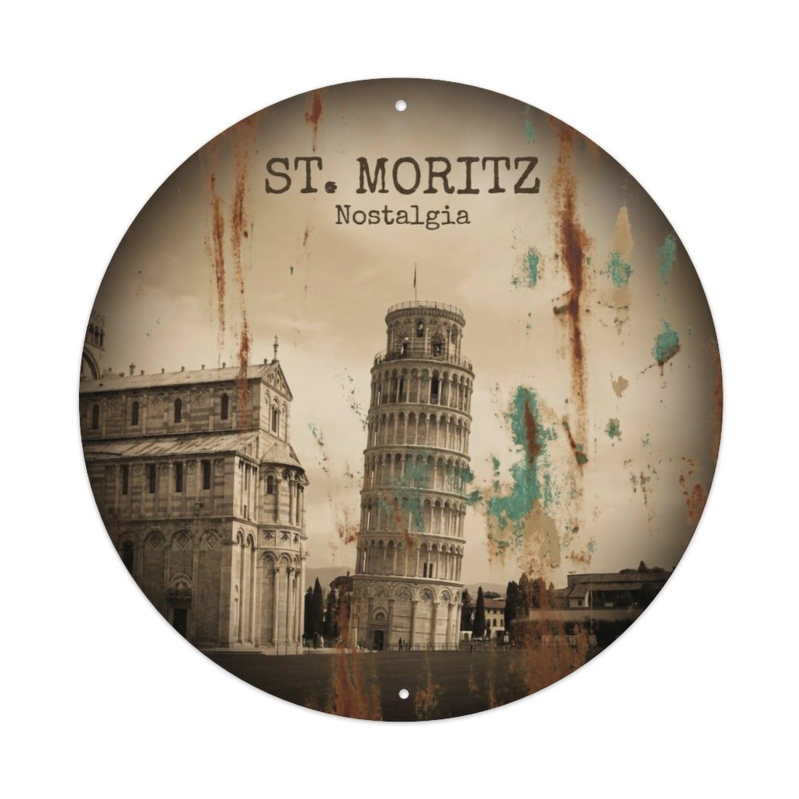 Okahys 8X8inch(20X20cm) Vintage Travel St. Moritz Switzerland Nostalgia Metal Tin Sign