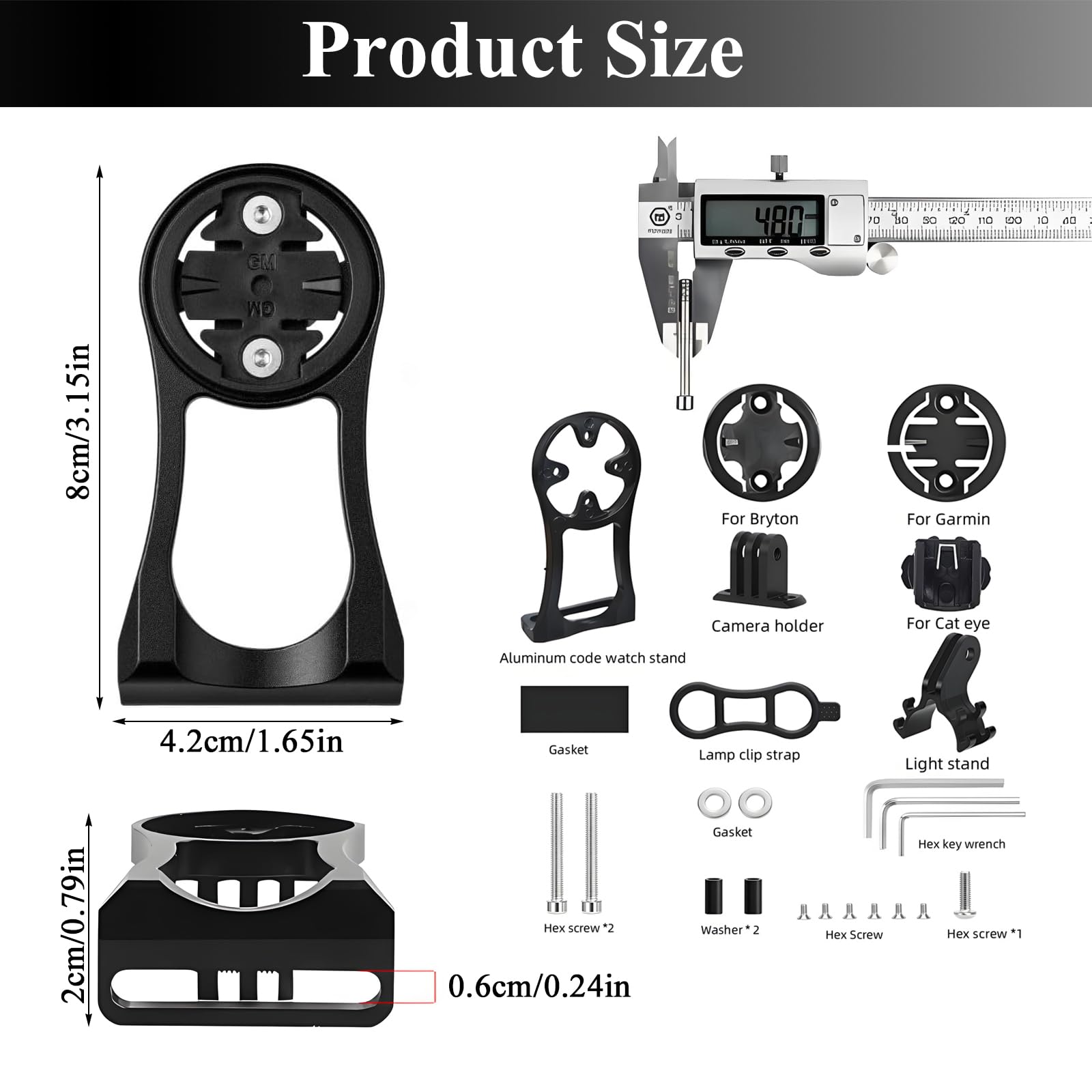 Uchwyt rowerowy do Garmin, stop aluminium, regulowany uchwyt na komputer rowerowy, uchwyt do roweru wyścigowego, zestaw kompatybilny z Edge Bryton Cateye (czarny)