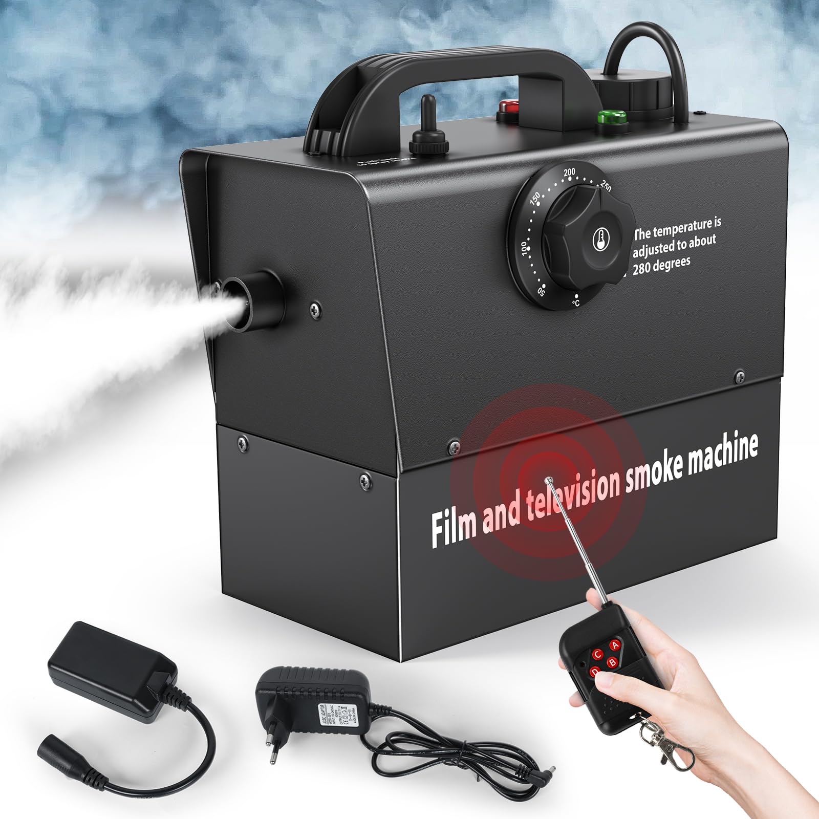 HOLDLAMP Fog Machine 400W 21000mAh Rechargeable Smoke Machine Fog Small Portable, Manual & Remote Control, Adjustable Temperature for Halloween Outdoor Photography Film Television