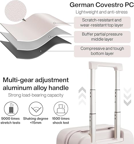Miniatura 3 de Mixi - Maleta con ruedas giratorias, de policarbonato, rígida, con cubierta y cerradura TSA, estuche de viaje ligero, de 16, 20, 22, 24 y 28 pulg