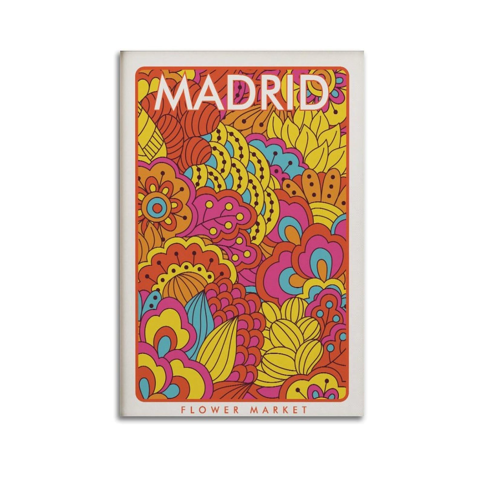 xiaoxiaoshen Madrid Flower Market Botanical Canvas Poster Wall Art Prints Room Aesthetic Murals Bedroom And Living Decorations 24x36inch(60x90cm)