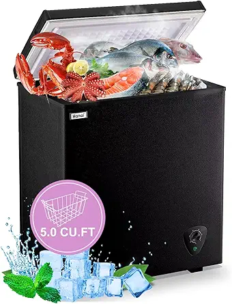 Chest Freezer Deep Freezer for Garage 5.0 Cu.Ft Compact Freezer Only Adjustable 7 Thermostat and Removable Basket Energy Saving for Garage Basement Dorm Apartment Kitchen Business