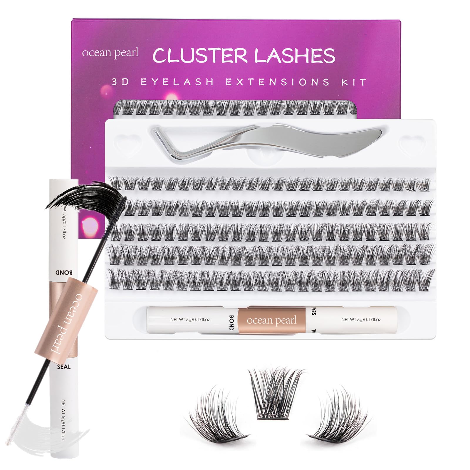 Pestañas Postizas 120 Pcs DIY Extension Pestañas Individuales con Pegamento Pinza Pestañas Pelo a Pelo Banda Delgada Tallo Ancho Reutilizables Suaves Naturales Ligeras 10-16mm C/CC/D Curl - OP17