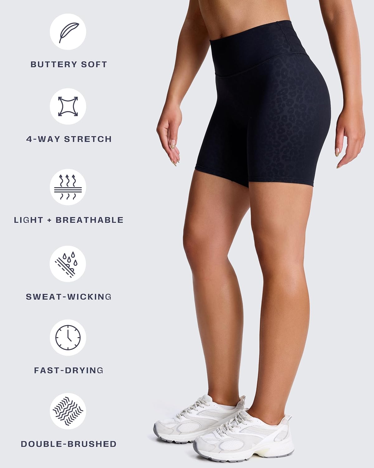 Aoxjox Trinity Workout Biker Shorts for Women Tummy Control High Waisted Exercise Athletic Gym Running Yoga Short 6"