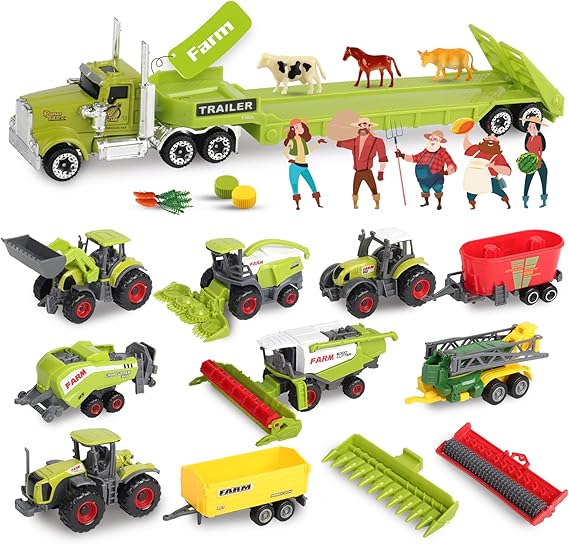 Oriate Kid's Farm Toys Realistic Tractor Vehicle Playset
