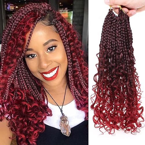 Miniatura 61 de Beverlee Trenzas de Caja Bohemias de 14 Pulgadas 8 Paquetes Trenzas de Caja Goddess Cabello de Ganchillo Trenzas Bohemias Hippie Cabello