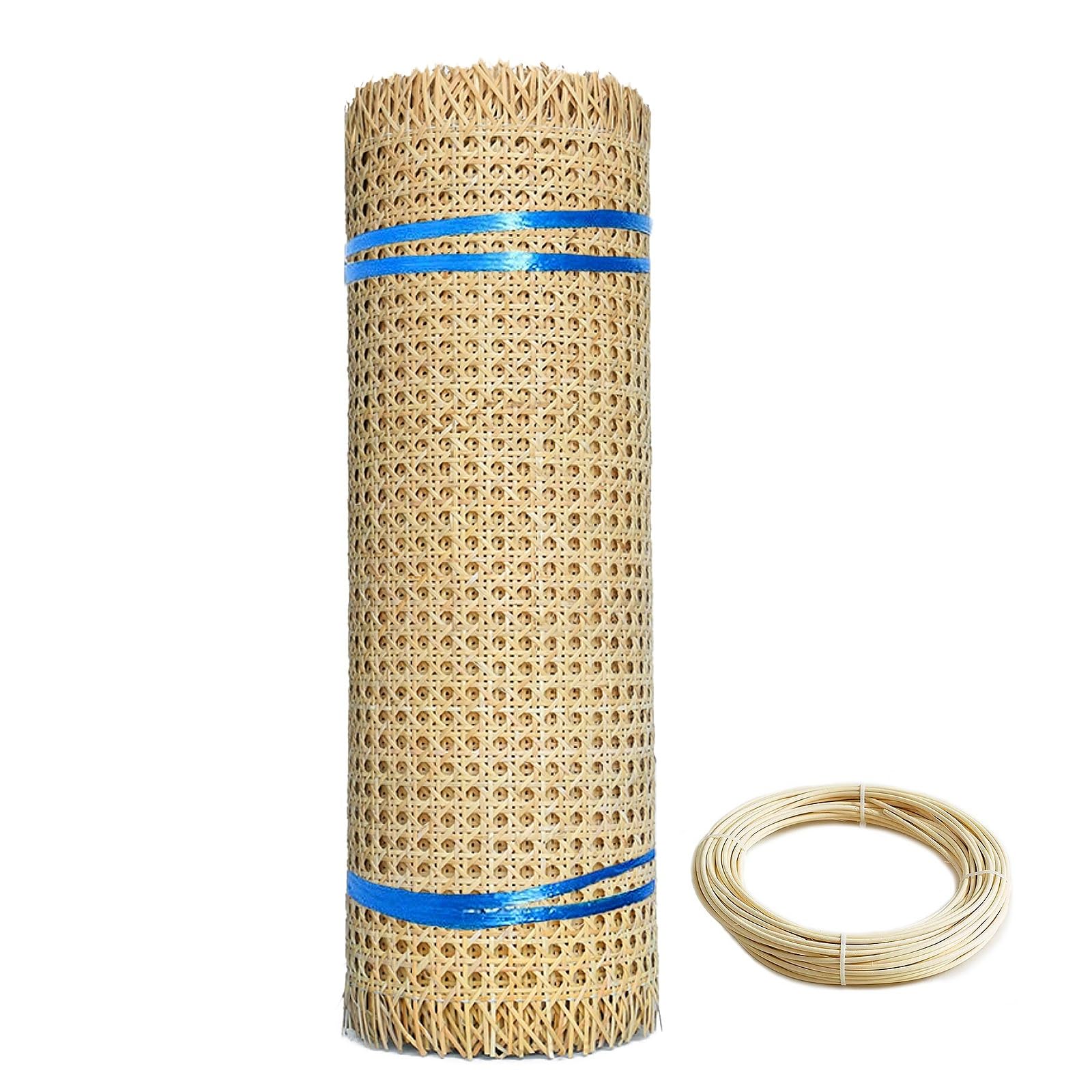 Natürliches Wiener Geflecht Meterware, 60cm Breites, Rattan Geflecht Gurtband Rolle, Rattan Vorgewebtes Offenes Netz Gewebe für DIY Stuhl Möbel Schranktür(30x200cm)