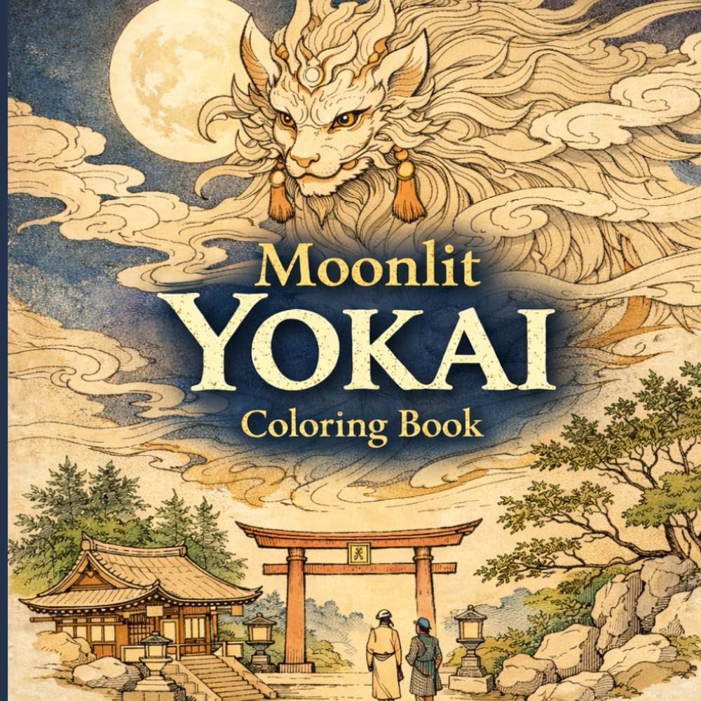 Moonlit Yokai Coloring Book: A Japanese Ukiyo-e Inspired Adult Coloring Journey of Mystical Spirits and Sacred Paths (Moonlit Yokai Series)