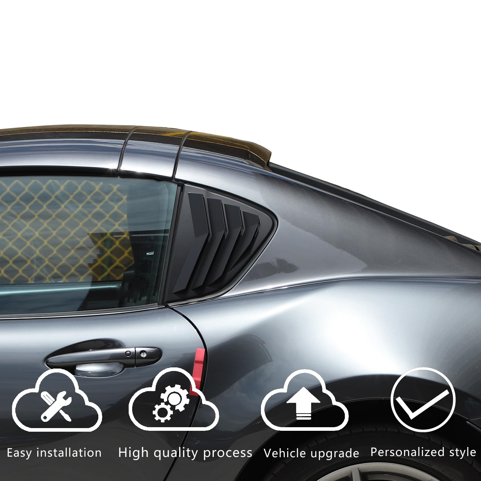 Rear Side Window Louvers Cover Trim Compatible with Mazda MX-5 Miata RF 2016-2024?ABS Car Window Scoop Louvers Cover Trim ?Air Vent Scoop Shades Cover Blinds (Matte Black)