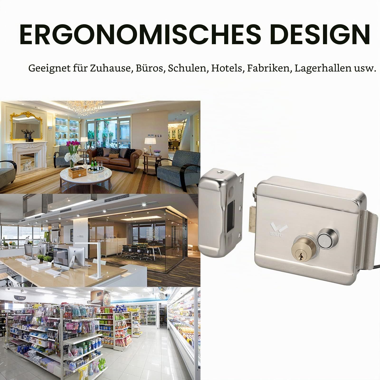 intelligentes elektrisches Metallschloss, sicheres Türschloss mit 3 Schlüsseln und elektronischer Entriegelung