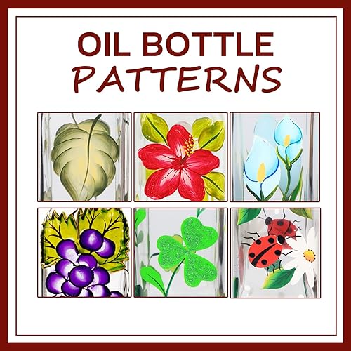 Miniatura 3 de YIYUKODO - Botella de vidrio para aceite de oliva pintada a mano, de 500 ml, ideal para aceite y vinagre, de color verde, con vertedores, jarra de