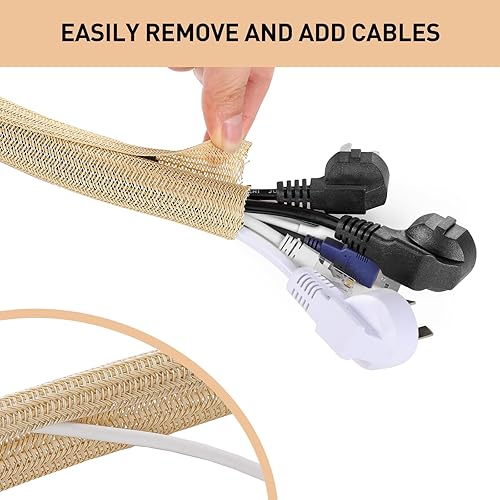 Miniatura 4 de AGPTEK Funda para cables, paquete de 2 unidades de 5 a 1.2 pulgadas, organizador de cables de escritorio, ocultador de cables, para oficina en casa,