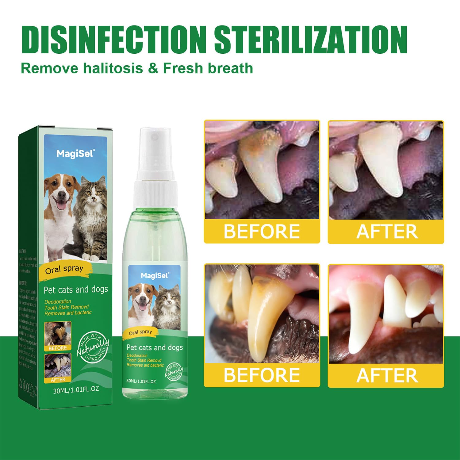 Spray de Dentaire pour Chiens Chats, Dentifrice Chien, Pet Dental Care Toothpaste, Soins Dentaires avec, Sans Rinçage ni Brossage, Élimine la Plaque Dentaire, une Haleine Fraîche et Saine, 30ml