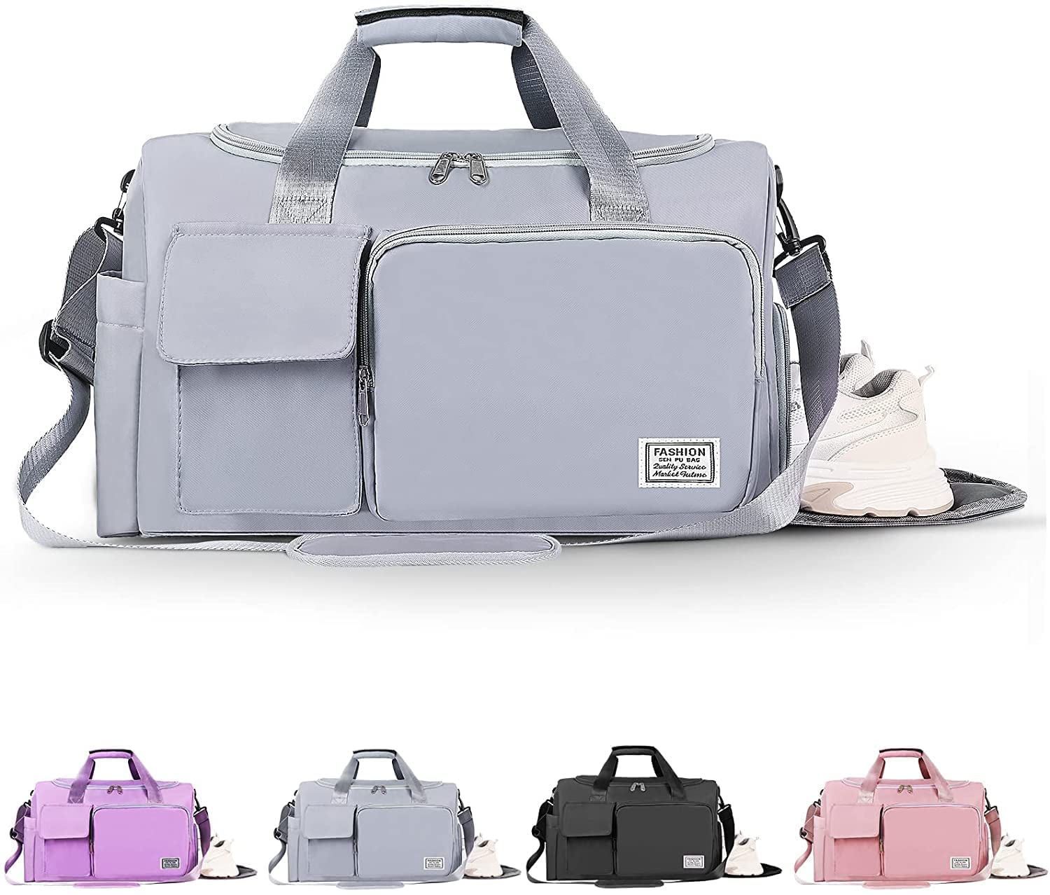 Sports Duffel Bag, Gym Bag Womens Mens with Shoes Compartment, Waterproof Lightweight Weekend Bags for Women, Duffle Travel Overnight Bag, Holdall Hospital Bag-image-37
