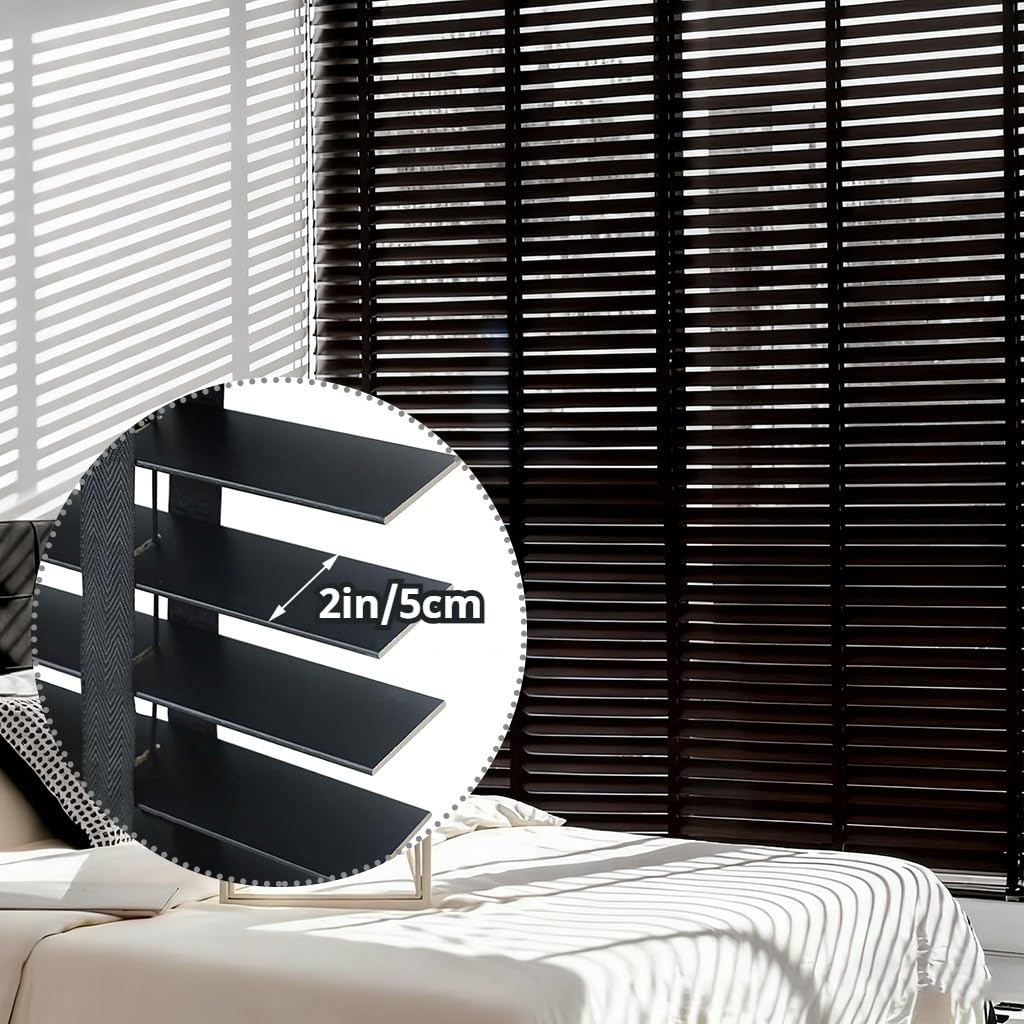 Tende Veneziana in Legno Lamelle 50 mm Veneziane Orizzontali Privacy Oscurante 60 70 80 100 110 125 130 140 150cm Tende Su Misura per Interno ed Esterno(Gray)