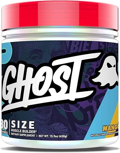 Miniatura 1 de GHOST Suplemento dietético Size Muscle Builder  Mango, 30 porciones  Suplementos para el crecimiento muscular y la fortaleza para hombres y mujeres