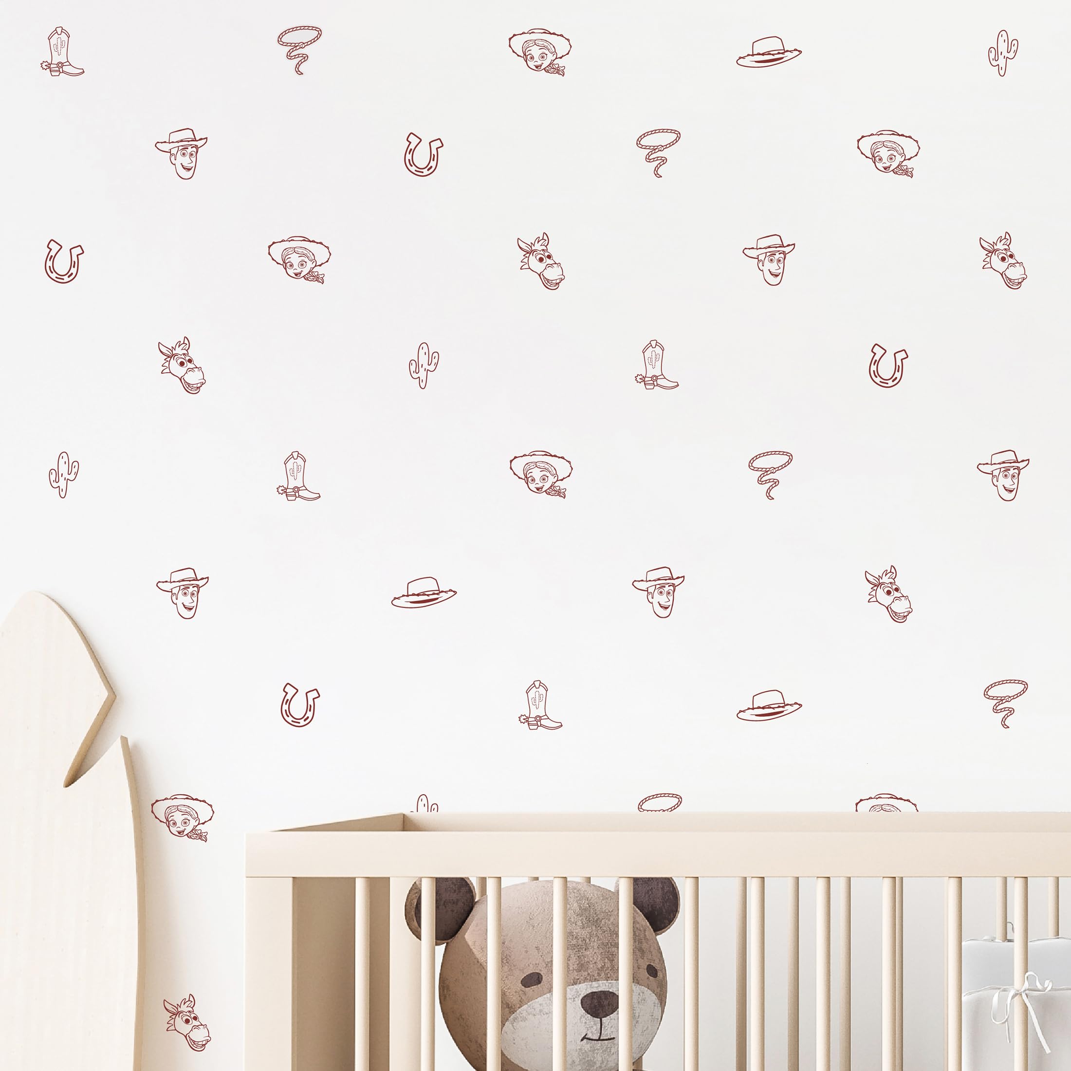 Disney Toy Story Wall Decals - Set of 73 Woody Jessie Bullseye Vinyl Stickers for Nursery Bedroom Bathroom - Peel and Stick Room Decorations