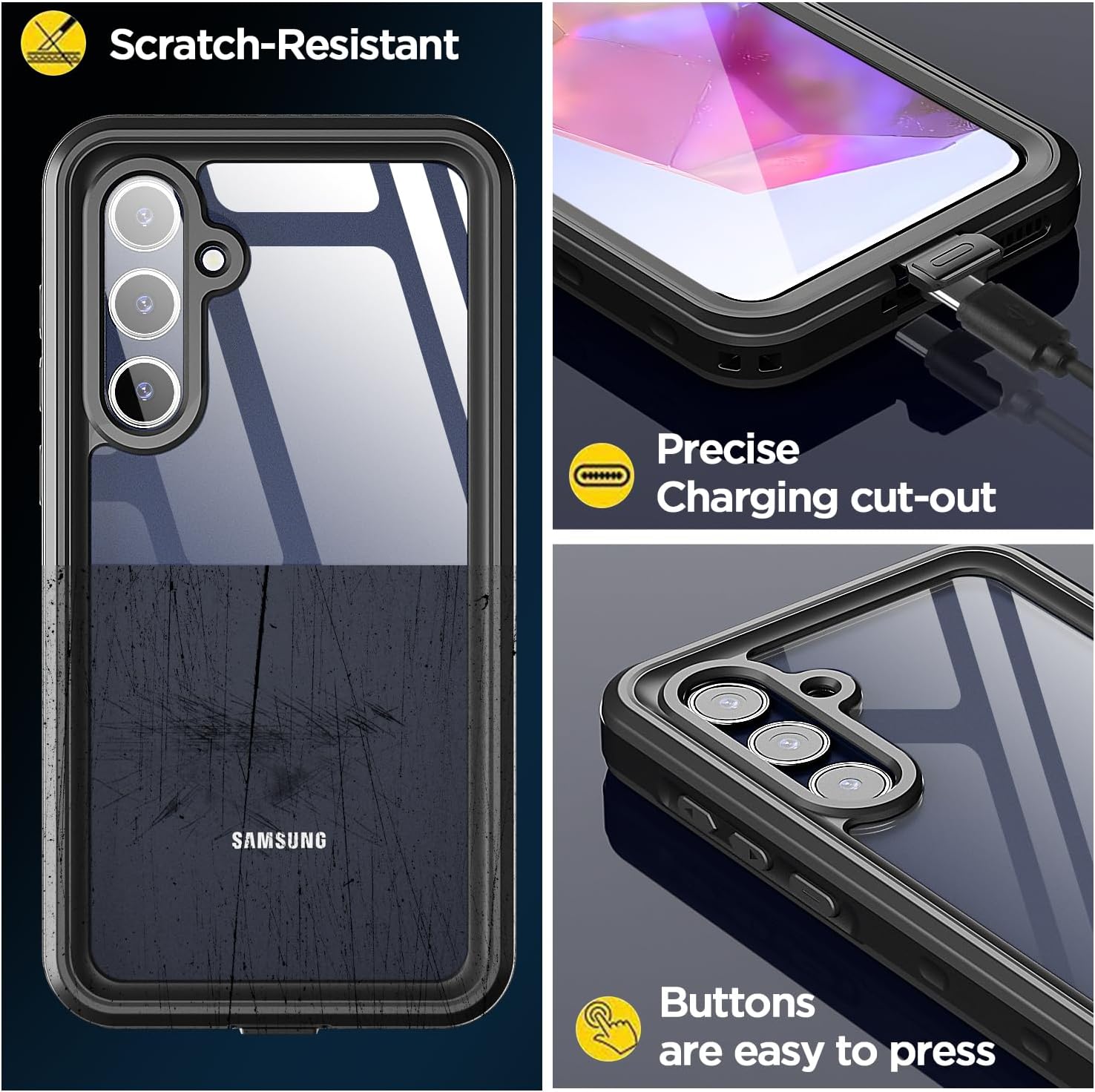 AICase Samsung Galaxy A35 Case Waterproof Clear Built-in Screen Protector Snowproof,Dustproof,Shockproof,IP68 Certified [Real 360] Full Body Protection Fully Sealed Underwater for Galaxy A35 6.6" 5G