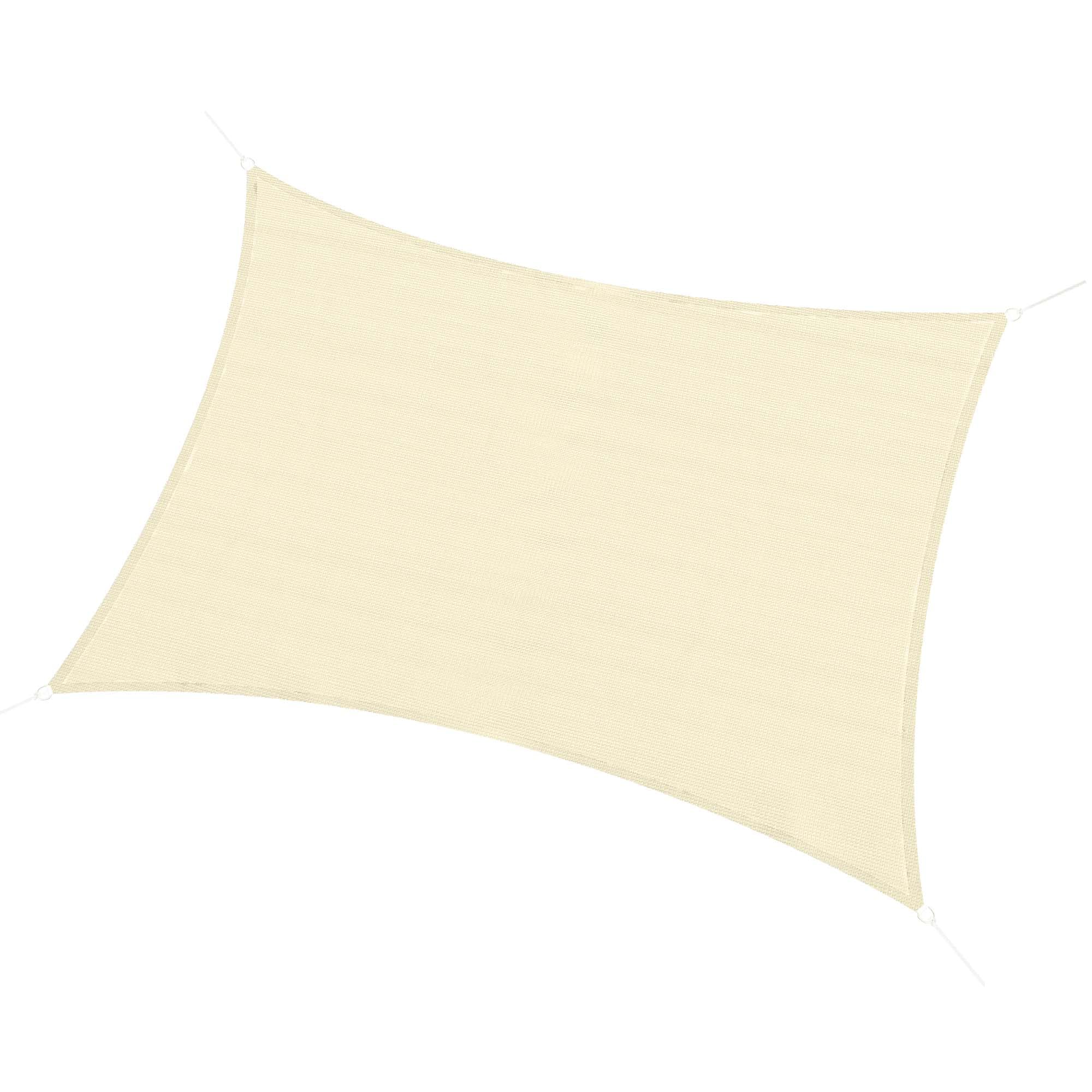 Outsunny Voile d'Ombrage Rectangulaire Protection UV 3 x 4 m Coloris Crème | Polyéthylène Haute Densité, Sac de Rangement
