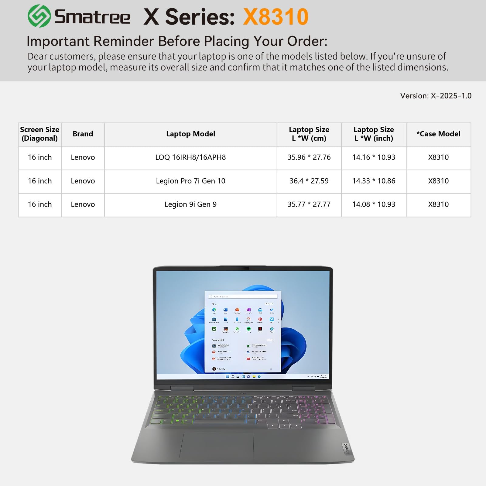 Smatree Twardy futerał ochronny EVA, kompatybilny z 40.6 cm Lenovo Legion Pro 7i Gen 10 2025, do 40.6 cm Lenovo Legion 9i Gen 9, dla 40.6 cm LOQ 16IRH8/16APH8 laptop gamingowy, zielony (X8310G)