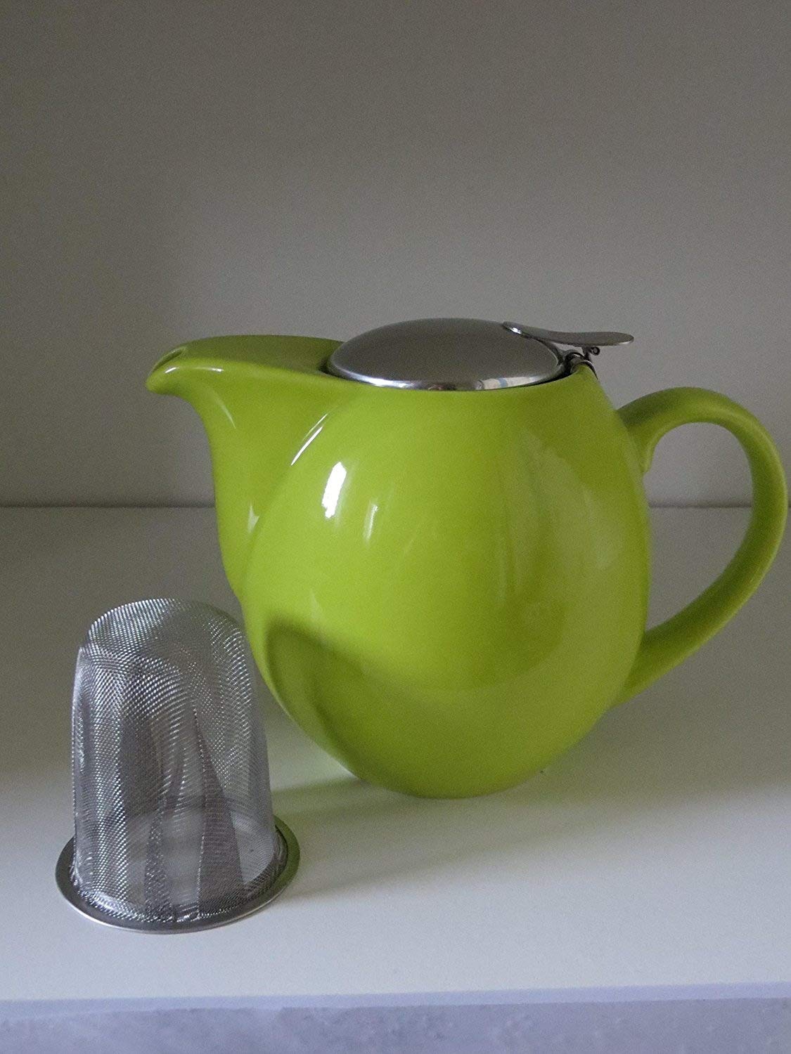 Cha Cult Kanne Saara Porzellan, Lime-Grün 0,9 l, mit Edelstahlfilter und Deckel.