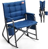 Vista 13 de EVER ADVANCED Silla de camping basculante plegable extragrande, silla de columpio portátil acolchada para patio, césped y exteriores, sillón duro