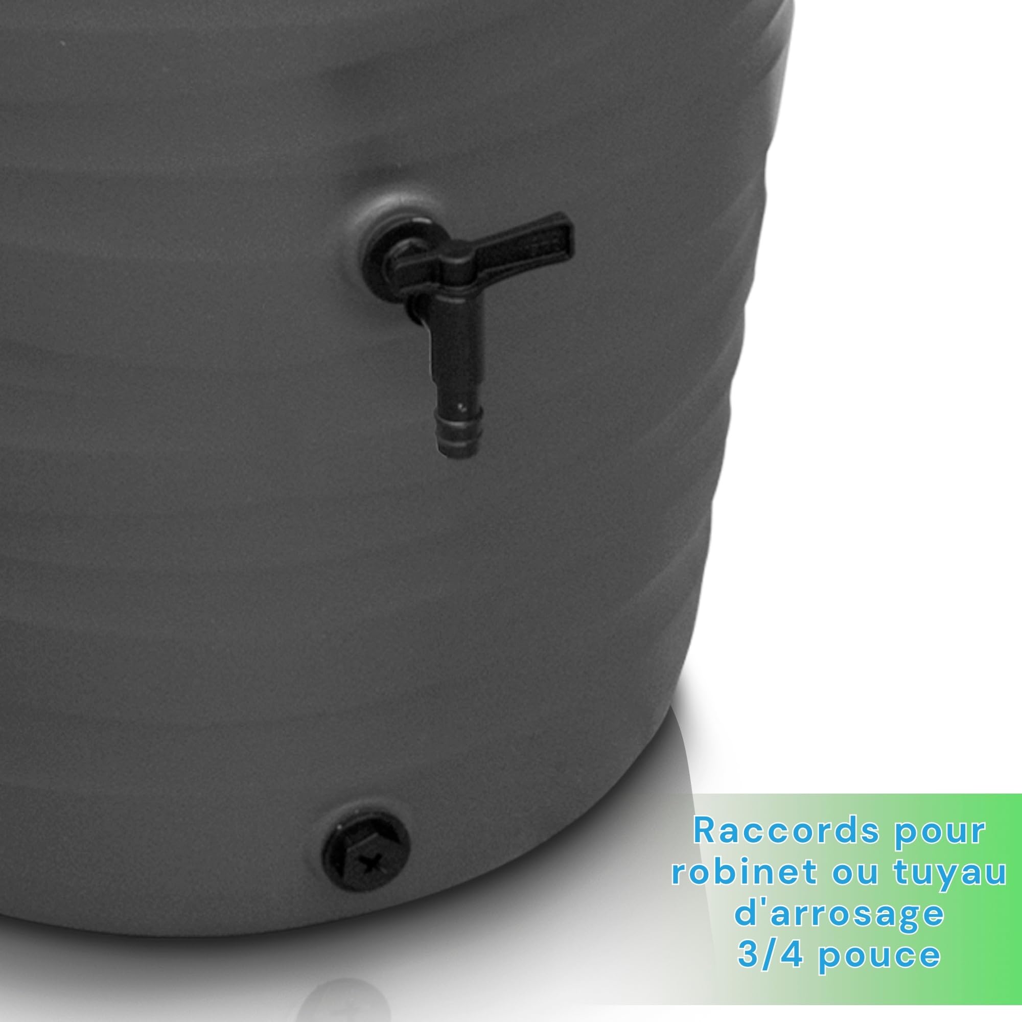 YourCasa Récupérateur d'eau de Pluie 240 L, Design Wave, Gris | Cuve de récupération eau de pluie avec jardinière intégrée, robinet et raccords 3/4" — fabriquée en Europe