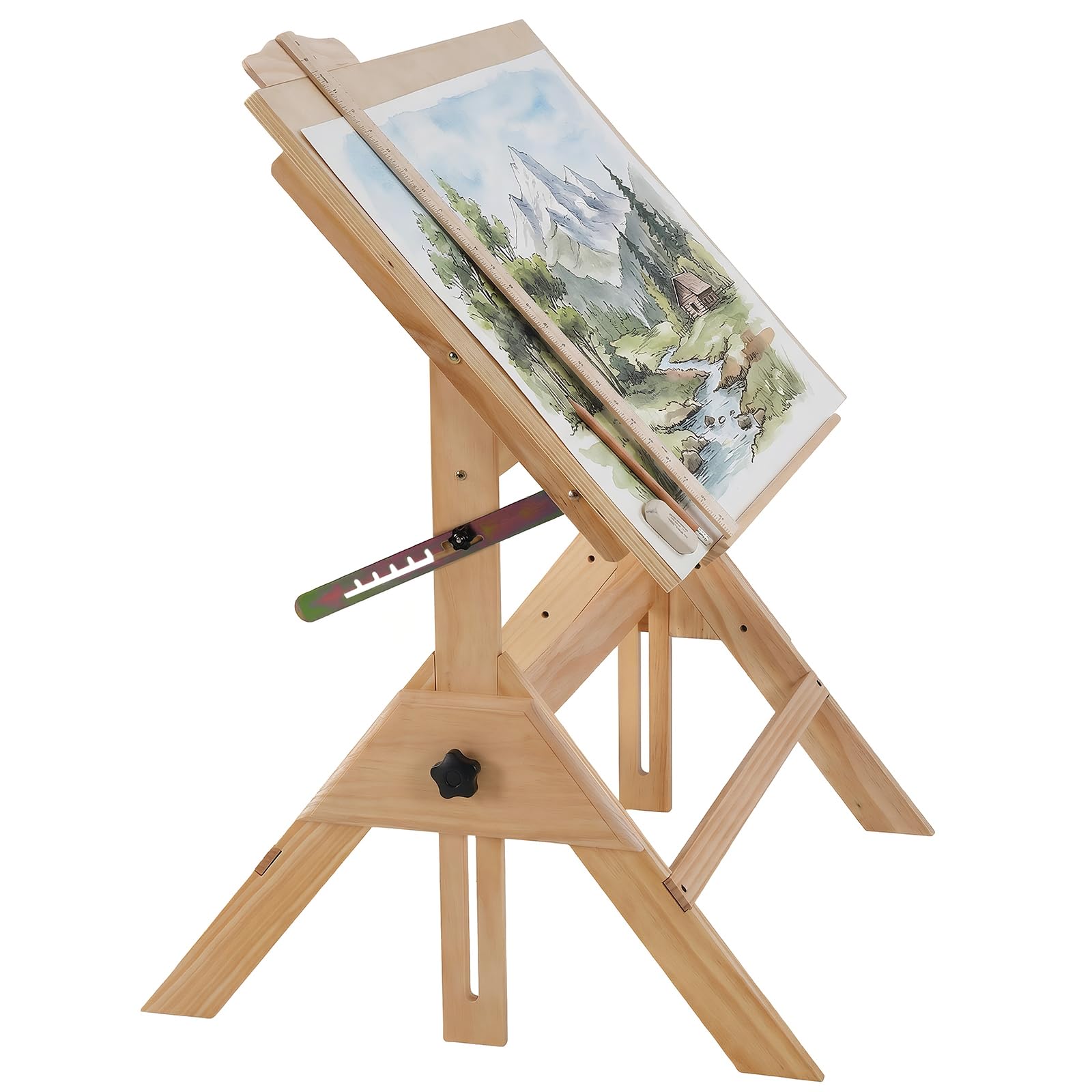 Tavolo da architetto inclinabile in legno, scrivania regolabile in altezza, tavolo da studio 60 x 90 cm per architetti e tecnici