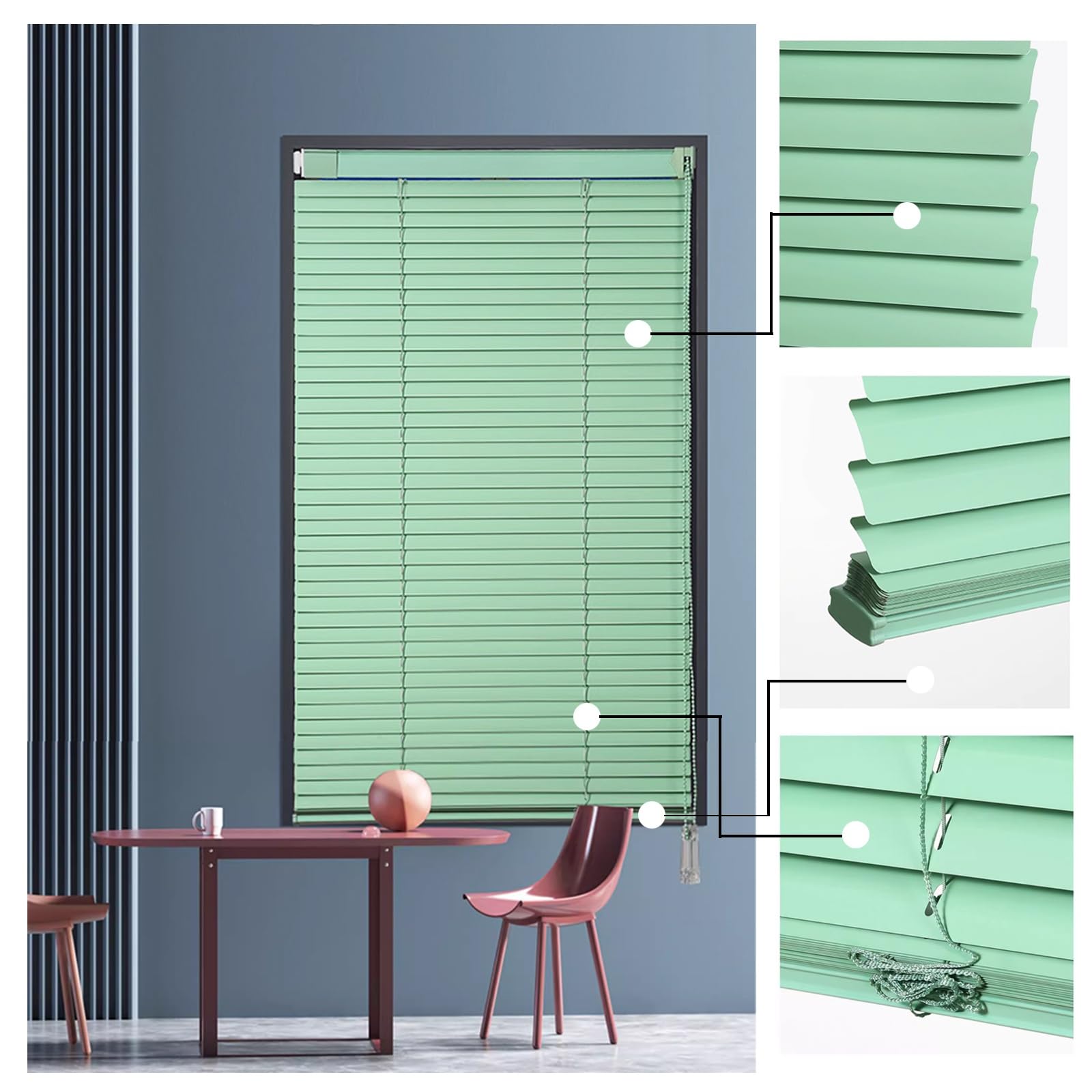 Konfigurowalne aluminiowe żaluzje weneckie zewnętrzne metalowe rolety wielokolorowe opcje Rozmiar: szer. 70 x wys. 150 cm (28 x 50 cali) Idealne do dekoracji domu i biura