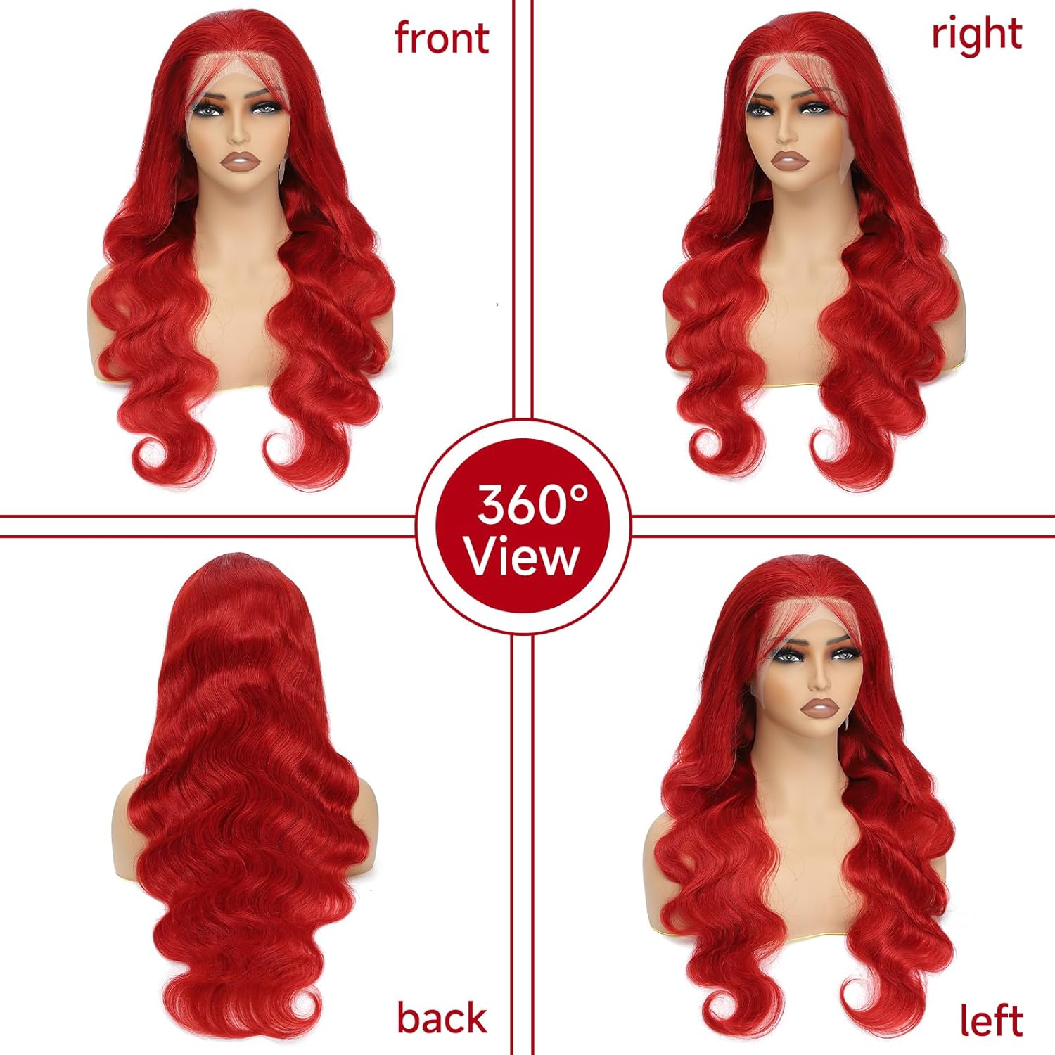 28 Inch Red Human Hair Lace Front Wigs 13x4 200% Density Body Wave HD Lace Front Colored Wigs Human Hair Bright Red Wig Human Hair Pre Plucked for Women