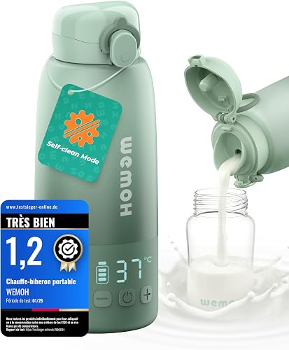 Chauffe-biberon portable pour bébé avec fonction autonettoyante, contrôle précis de la température, grande capacité de 4