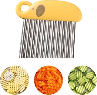 Crinkle Cutter & French Fry Cutter – Effortless Stainless Steel Wavy Slicer, Ergonomic Handle Vegetable Chopper, Fun Waffle Fry Potato Cutter, Cute Elephant Shaped Fruit Veggie Cutting Tool