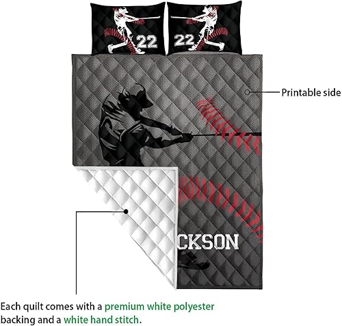 Miniatura 3 de OhaPrints Idea de regalo personalizada para fanáticos del jugador de béisbol con número de nombre, manta y fundas de almohada, juego de ropa de cama