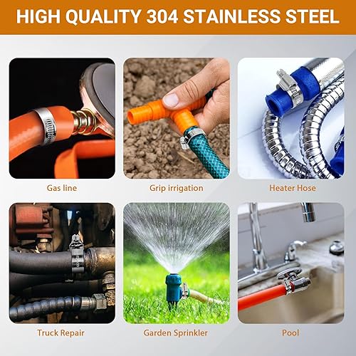 Miniatura 9 de Abrazadera de manguera resistente, 14 unidades, tamaño #10, 58 a 1-116 pulgadas, abrazaderas de manguera de accionamiento de engranaje helicoidal