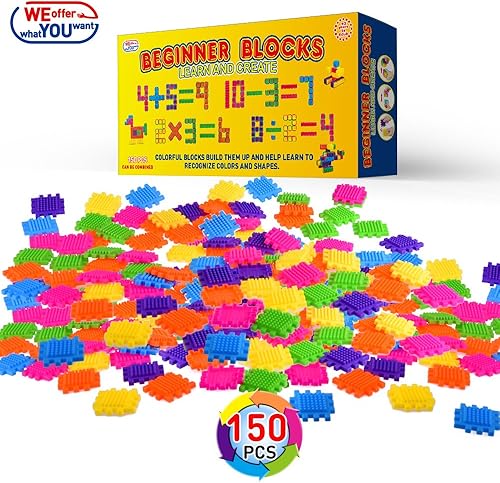 Miniatura 8 de WEofferwhatYOUwant Bloques de construcción educativos STEM entrelazados de 150 piezas. Construye accesorios de juguete, cubos, formas y más para