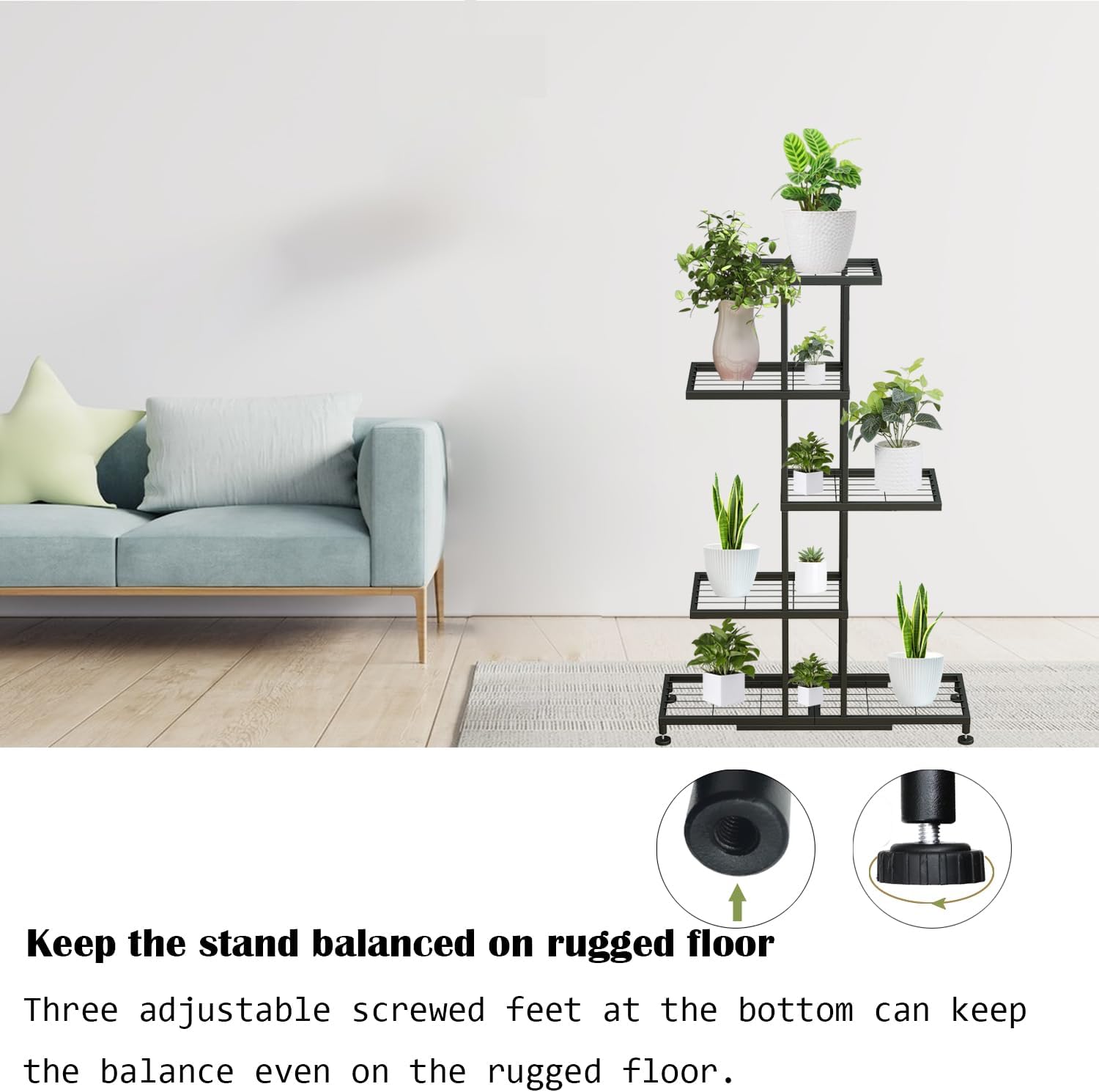 Twhep 5-Tier Iron Plant Stand - Modern Multi-Functional Shelf for Balcony & Garden image 3