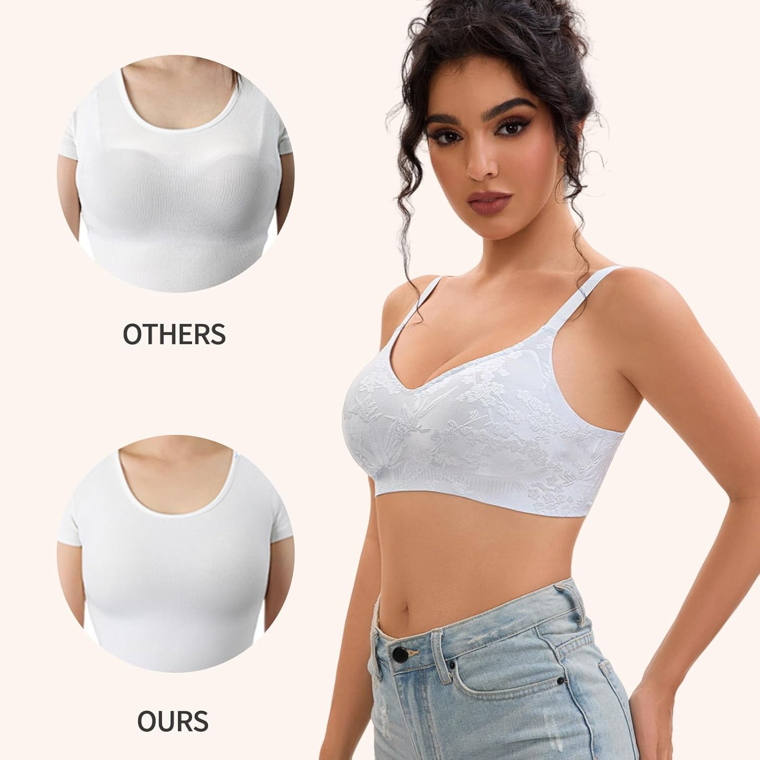 Wireless Jelly Bras for Women 3 Pack Seamless Full Coverage T-Shirt Bra No Underwire, Soft Comfort Everyday Bras - Image 3