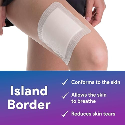 Miniatura 4 de Vendajes de gasa con bordes de 8 x 8 para heridas con borde de isla, almohadillas de gasa adhesivas, cinta hipoalergénica, bueno para pieles