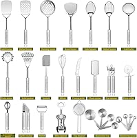 Vista 2 de Stainless Steel Kitchen Utensil Set- Fungun 28 Pcs Cooking Nonstick Cookware Set with Spatula - Best Gadgets Tools Kitchen Accessories