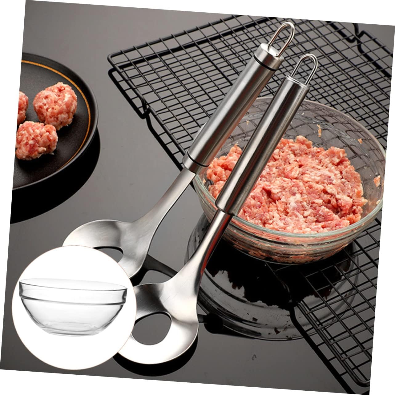 2pcs Glass Dumpling Filling Bowl Multi-function Mixing Bowl for Meat Salad and Food Prep Elegant Design for Kitchen Use and Entertaining