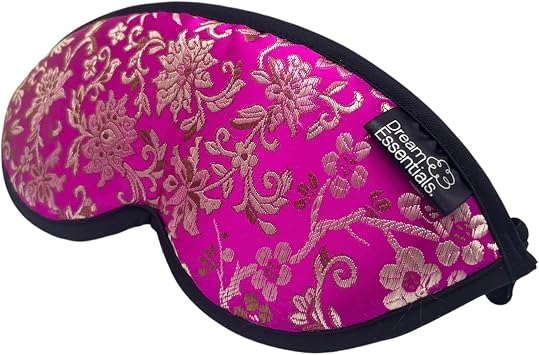 Dream Essentials Dreamland Premium Sleep Mask, Handmade in the USA, Breathable Natural Cotton, Adjustable Strap, Men and Women, Nose Bridge for Light Block, Travel, Yoga, Meditation Pink Brocade