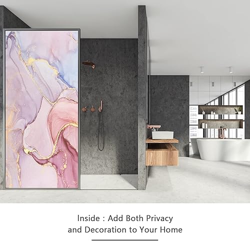 Miniatura 5 de Película de privacidad con textura de mármol rojo para ventana, adherencia estática, sin pegamento, película esmerilada para ventanas, cubiertas